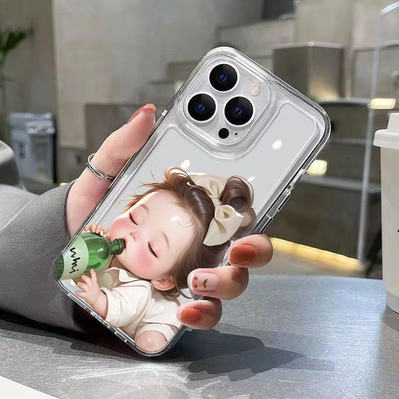 SAMSUNG น่ารักเมาสาวเคสโทรศัพท์สําหรับsamsung A06 A16 A15 A55 A35 A54 A26 A05 A34 A36 A14 A52 A53 A23 A56 A51 A13 Creative Little Girl ClearกันกระแทกTPU Soft Cover - รูปที่ 5