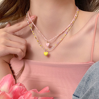 COD-ในไทยสร้อยคอ จี้ลายหัวใจผีเสื้อ ลูกปัที่มีสีสัน น่ารักแฟ…