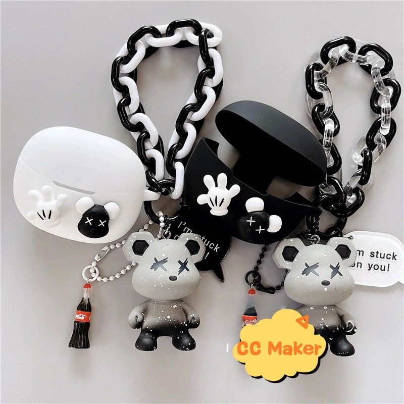 for Shokz OpenDots One E310 Case Cute Bear Keychain Pendant Shokz OpenDots One (E310) Silicone Soft 