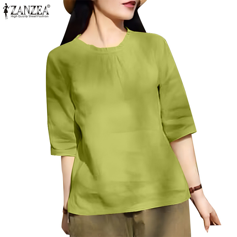 Zanzea ผู้หญิงเกาหลีลําลองแข็งเร้าใจชายเสื้อรวบรวมเสื้อครึ่งแขน