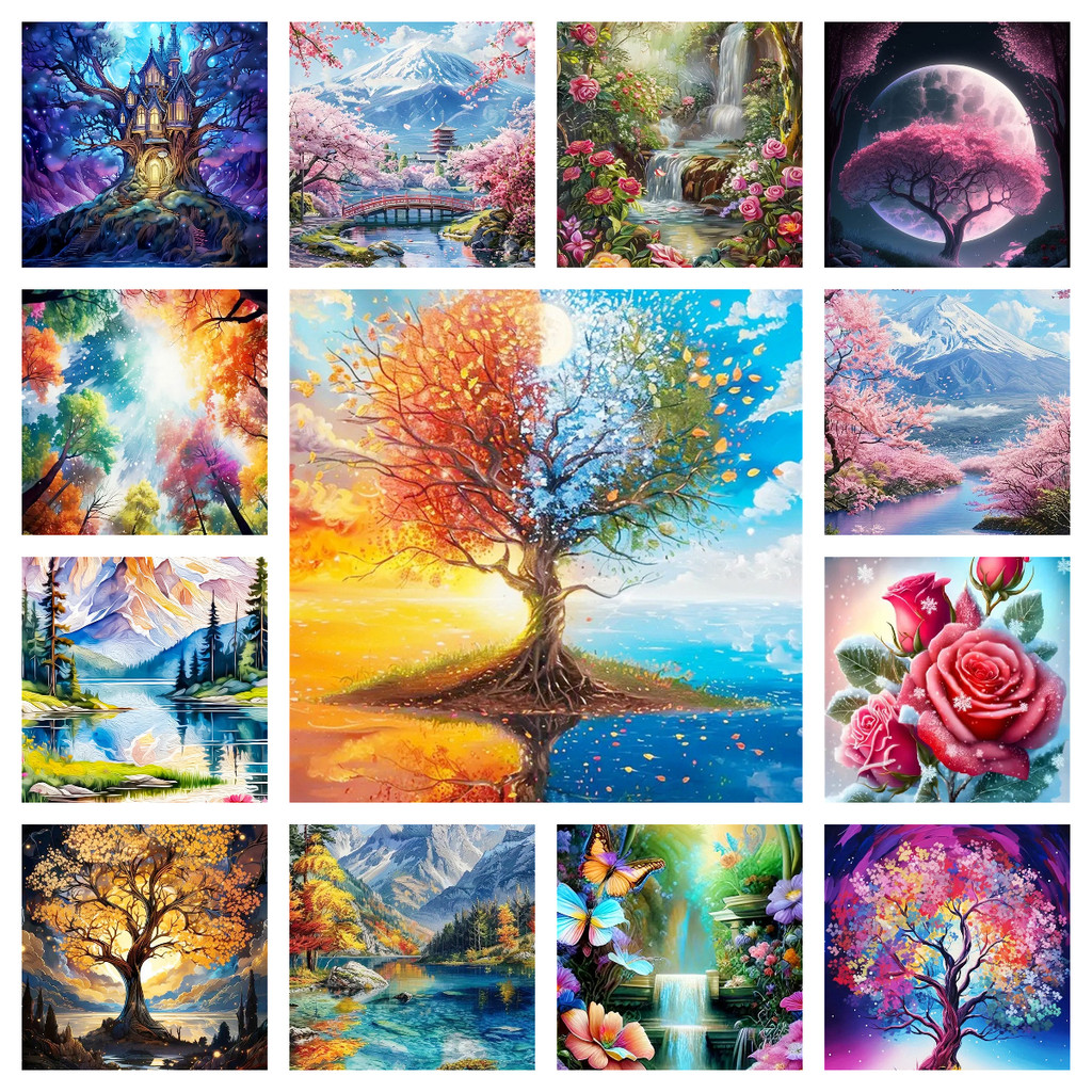 [KS] ภูมิทัศน์ 5d ภาพวาดเพชรเพชรเต็มรูปแบบห้องนั่งเล่น PasteDiamond Cross Stitch ห้องนอนห้องรับประทานอาหารเพชรเย็บปักถักร้อยตกแต่งบ้าน 30x40 ซม./40x60 ซม.