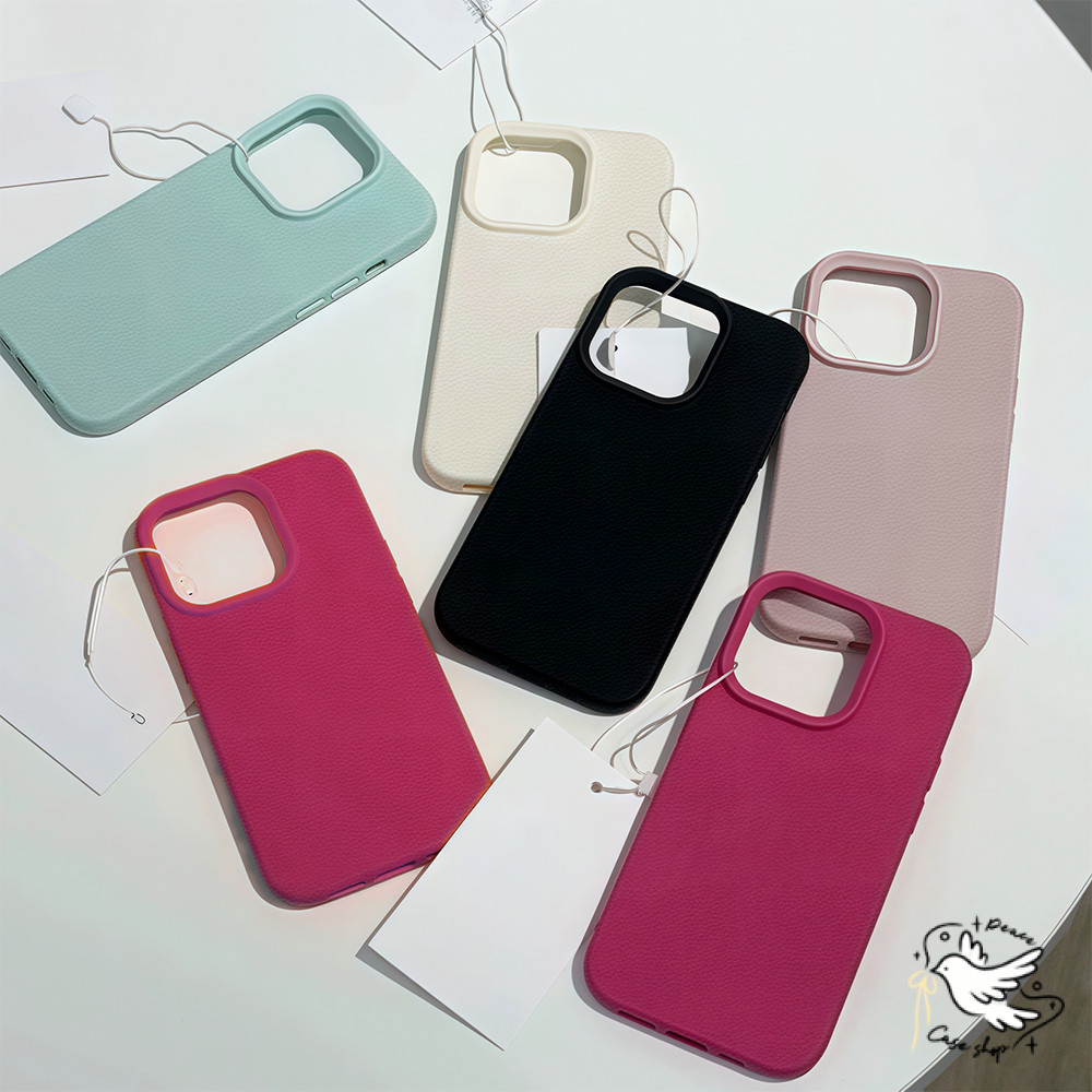 COD-ในไทย💥เคสแฟชั่น สําหรับ iPhone 7 8 X 11 12 13 14 15 TPU เคสโทรศัพท์พื้นผิวลิ้นจี่ กรณีโทรศัพท์สีทึบ Unisex