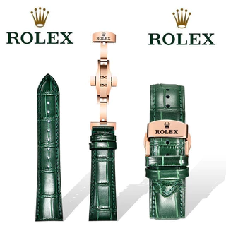 สายนาฬิกาหนังแท้สําหรับ Rolex - Daytona, Hulk, Submariner, Yacht-Master, Cellini, Butterfly Clasp, 12-24mm