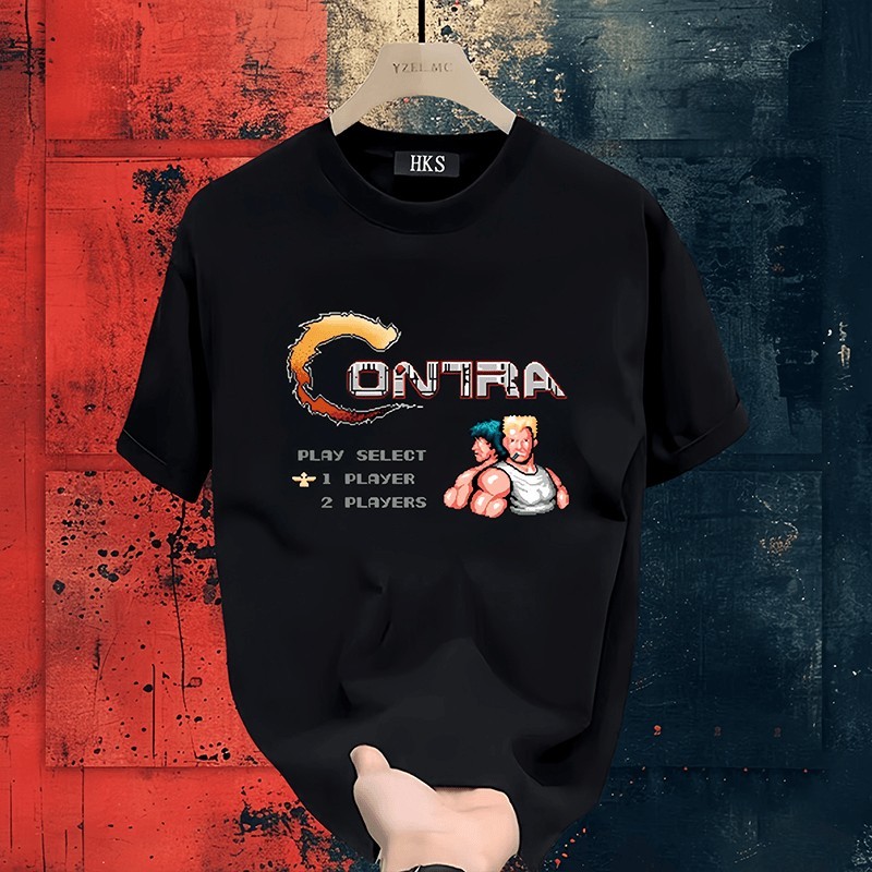 ความรู้สึกเกมคลาสสิก: เสื้อยืดสไตล์ "Contra" Retro Pixel