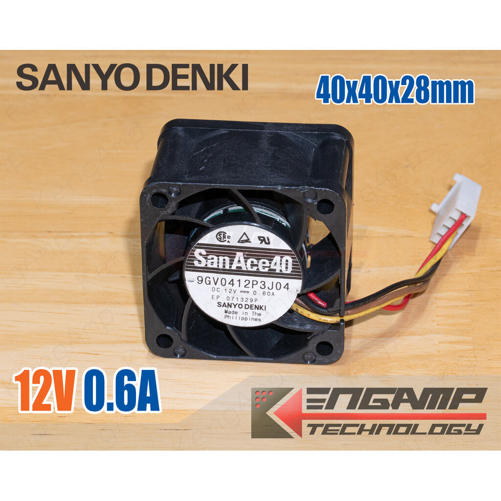 (มือสอง) [FAN] พัดลม 12Vdc 0.6A 4สาย SanAce40 9GV0412P3J04 ขนาด 40x40x28mm