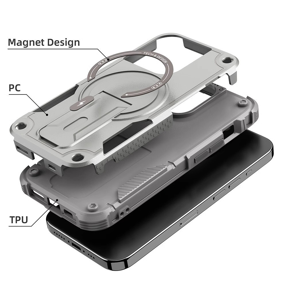 Armor Magnetic Holder เคส For iPhone 11 เคส 13 16 15 14 17 Pro Max Air 12 13promax 15promax 16promax เคสโทรศัพท์มือถื - รูปที่ 5