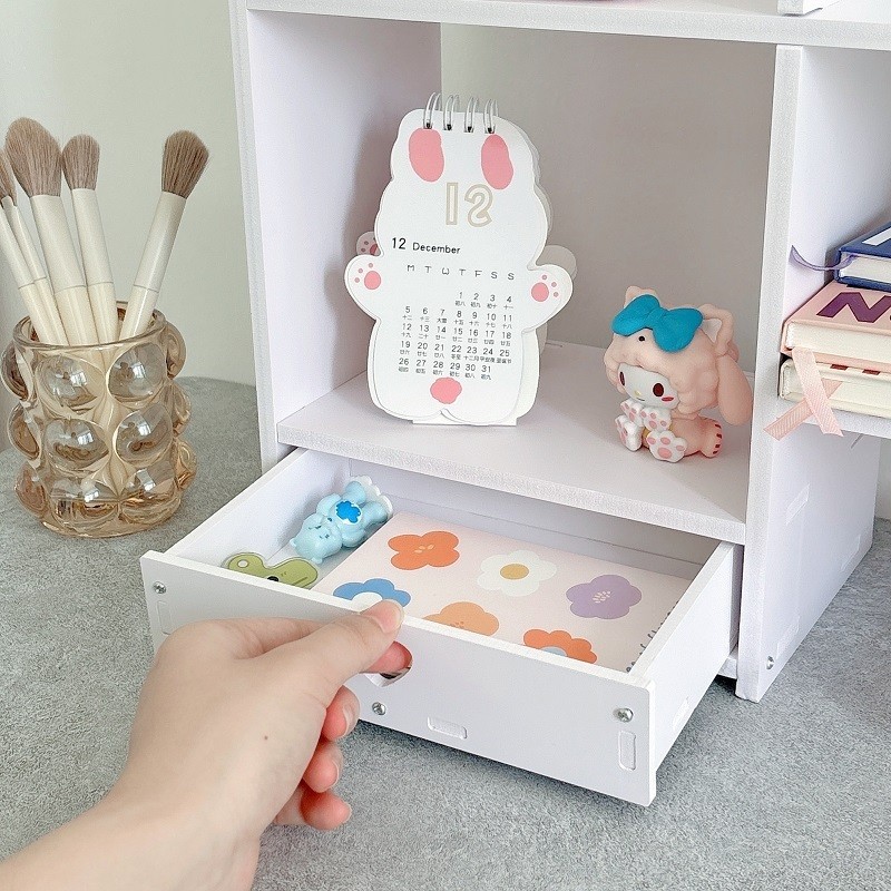 MUKUKU ชั้นเก็บของจัดระเบียบโต๊ะชั้นวางโต๊ะล็อกเกอร์ตู้เก็บของตู้เก็บของพร้อมลิ้นชักประหยัดพื้นที่ทนทาน - รูปที่ 3