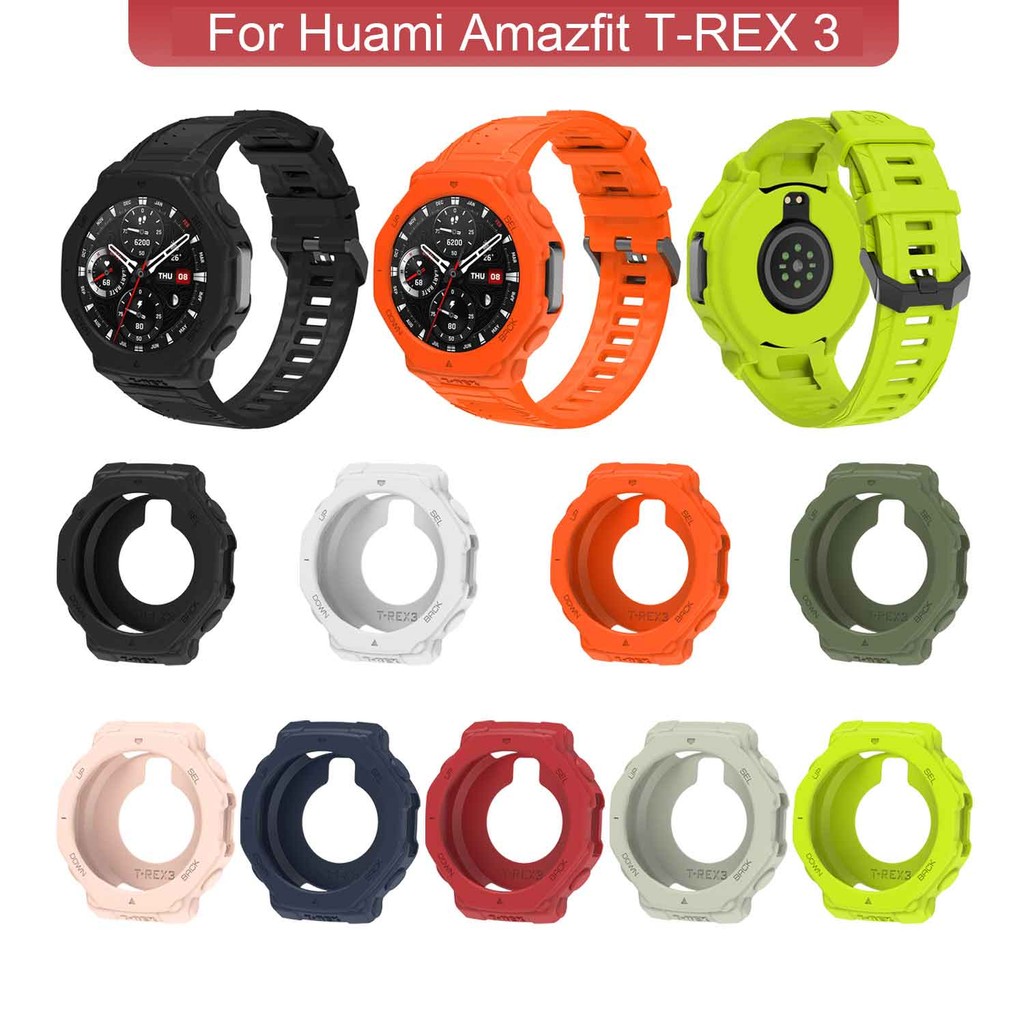 สายรัดและเคสสําหรับ Huami Amazfit T-Rex 3 สายนาฬิกาซิลิโคนสร้อยข้อมือฝาครอบป้องกันสําหรับสายรัดข้อมือ Amazfit T-Rex 3