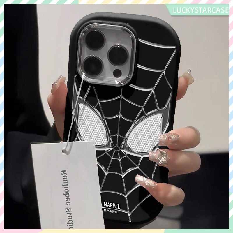 สไปเดอร์แมน เคส For iPhone 11 14 13 12 15 16 Pro Max XS XR 7P 8Plus เคสโทรศัพท์ เคสไอโฟนหรูหราไฮโซ กันกระแทก ซิลิโคนนุ่ม