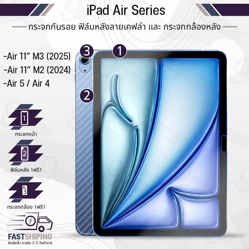 กระจก 2.5D สำหรับ iPad Air 5 / Air 4 / Air 11 ฟิล์มกันรอย กระจกนิรภัย เต็มจอ ฟิล์มกระจก - Premium Cu