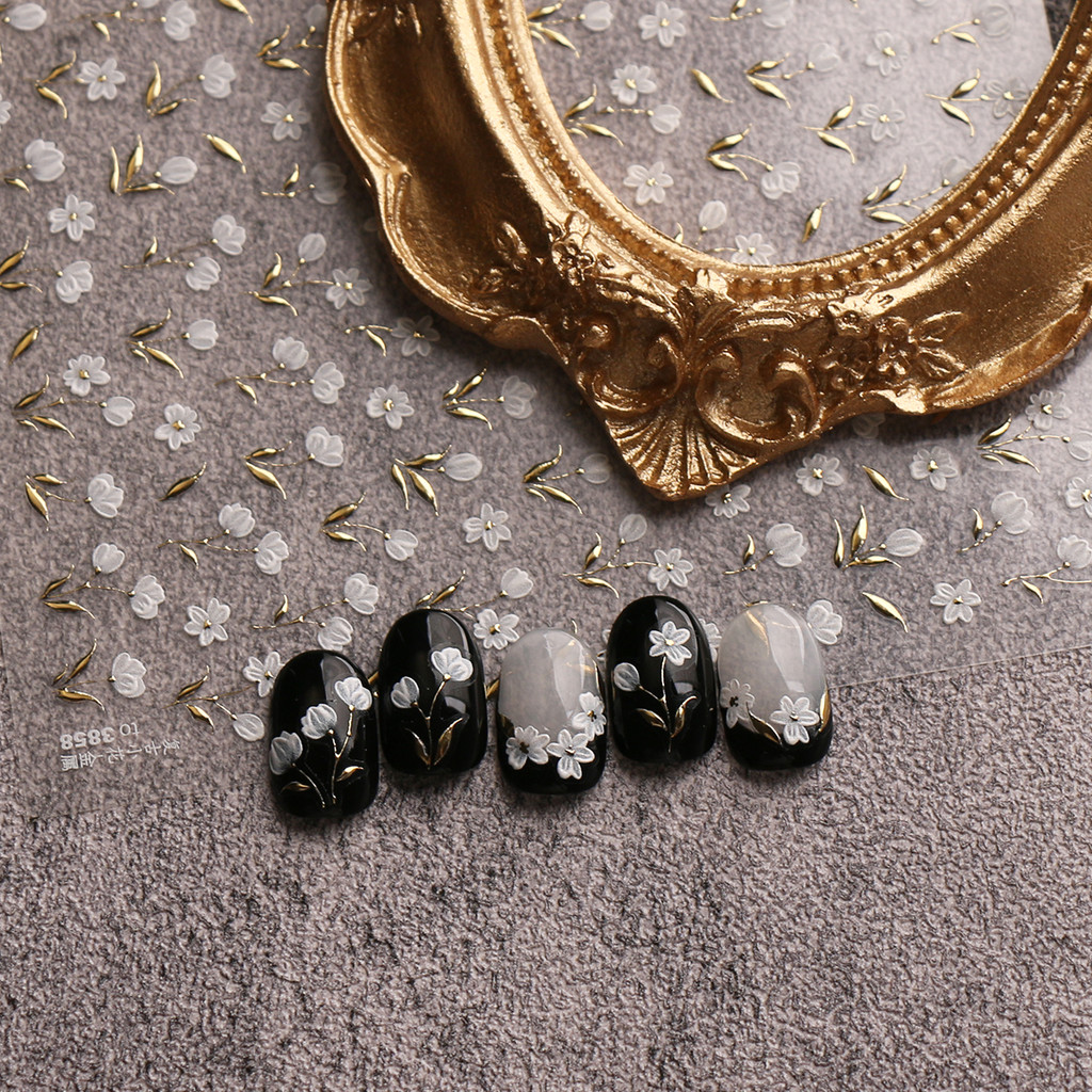 HAMA เล็บนูนสติกเกอร์เล็บขายส่งฤดูร้อนดอกไม้ที่มีสีสัน Retro ดอกไม้ผีเสื้อ Simple ตกแต่งเล็บสติกเกอร์ Decals เจ้าสาวงานแต่งงานเล็บ - รูปที่ 5