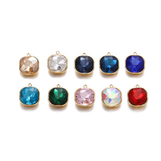 St.kunkka 1 PC 14 * 16 มม.สแตนเลสสตีลชุบทองจริงแก้วสี่เหลี่ย…