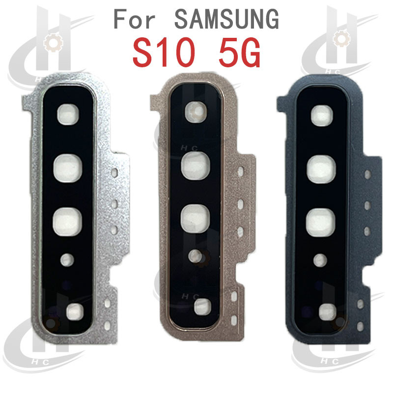 กล้องด้านหลังแหวนเลนส์ฝาครอบกระจกพร้อมกรอบสําหรับ Samsung Galaxy S10 5G อะไหล่ทดแทน
