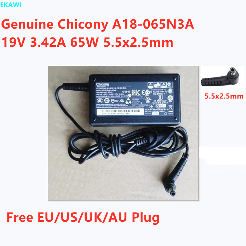 ของแท้ Chicony A18-065N3A 19V 3.42A 65W 5.5x2.5mm A065R184P A065R210P A065R216P อะแดปเตอร์ AC สําหรั