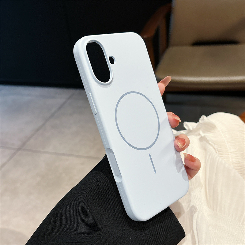 พร้อมปุ่มกล้องป้องกันรอยขีดข่วนซิลิโคนเหลวเคสโทรศัพท์สําหรับiPhone 16 Pro Max 16Plusปลอกชาร์จแม่เหล็กMatteกันกระแทกปกหลัง