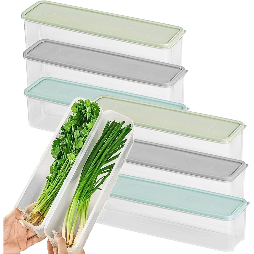 กล่องเก็บสปาเก็ตตี้บะหมี่ในครัว / กล่องจัดระเบียบต้นหอมตู้เย็นและ Cilantro / ภาชนะใส่ผลไม้สี่เหลี่ยมผืนผ้า