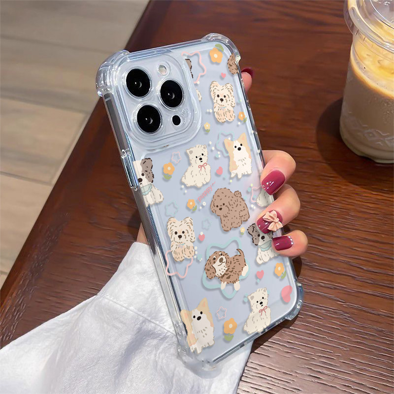 🍄POPPA🍄สี่มุมหนาป้องกันการตกเลนส์ป้องกันกรณีโทรศัพท์มือถือสำหรับ iPhone 16 15 14 13 12 11 ProMax X/XS XR XSMAX 7 8PLUS