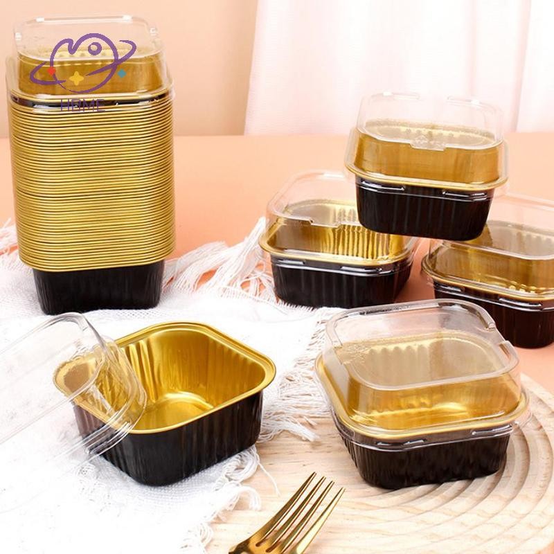 [mayhome] 10 ชิ้นอลูมิเนียมฟอยล์ Cupcake ถ้วย Non-Stick ถ้วยอบฟอยล์ 150ml พุดดิ้งสี่เหลี่ยมถ้วยขนมหวานอุปกรณ์งานแต่งงาน {TH}