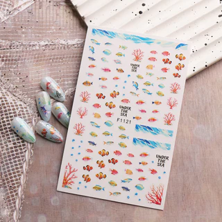 HAMA เล็บเล็บสติกเกอร์ขายส่งชายหาดฤดูร้อน Ocean Goldfish แมงกะพรุนสาหร่าย Dolphin Mermaid ผีเสื้อดอกไม้ตกแต่งเล็บสติกเกอร์ Decals