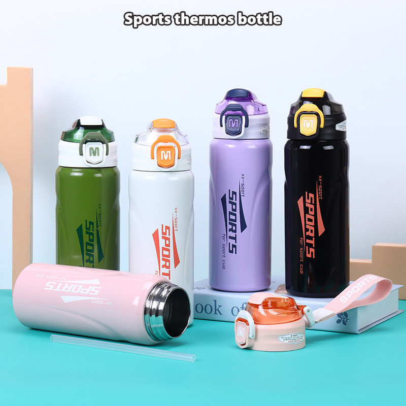 กระบอกน้ำเก็บความเย็น/ความร้อน เก็บอุณหภูมิ ได้ยาวนาน ขวดน้ำ 600ml สแตนเลสเกรด ฝาเด้ง T01267