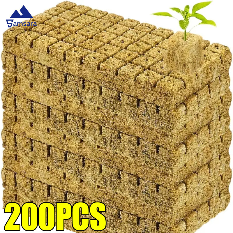 อุปกรณ์ทําสวนไฮโดรโปนิกส์ | 200 ชิ้น Rockwool ก้อนสูง Retention, Aeroponic/Soilless ปลูกขนาดกลางสําหรับสมุนไพรและ Succulents