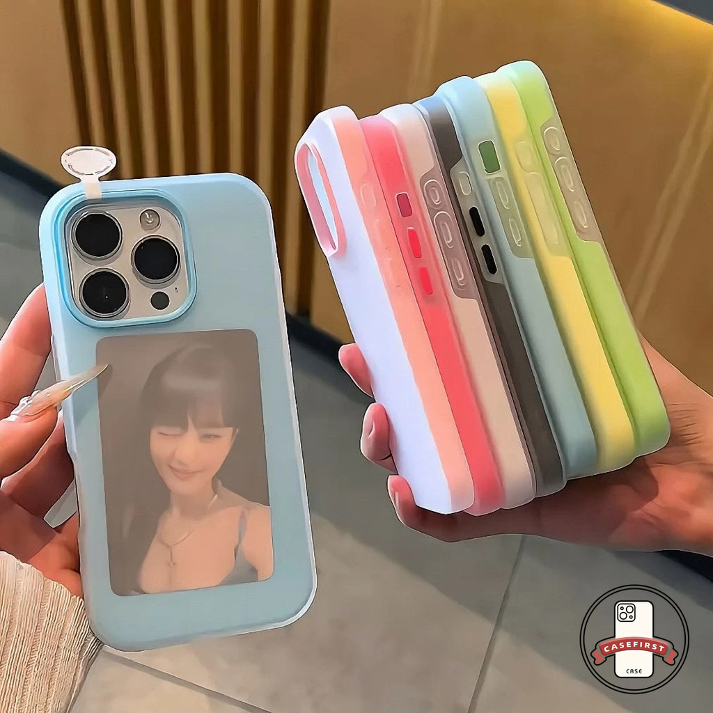 เคสไอโฟน 11 สีทึบสุดหรูสามารถวางบัตรใหม่ 2 In 1 สำหรับ IPhone 11 14 16 12 15 13 Pro Max X 6 7 8 16 15 14 Plus XS Max XR