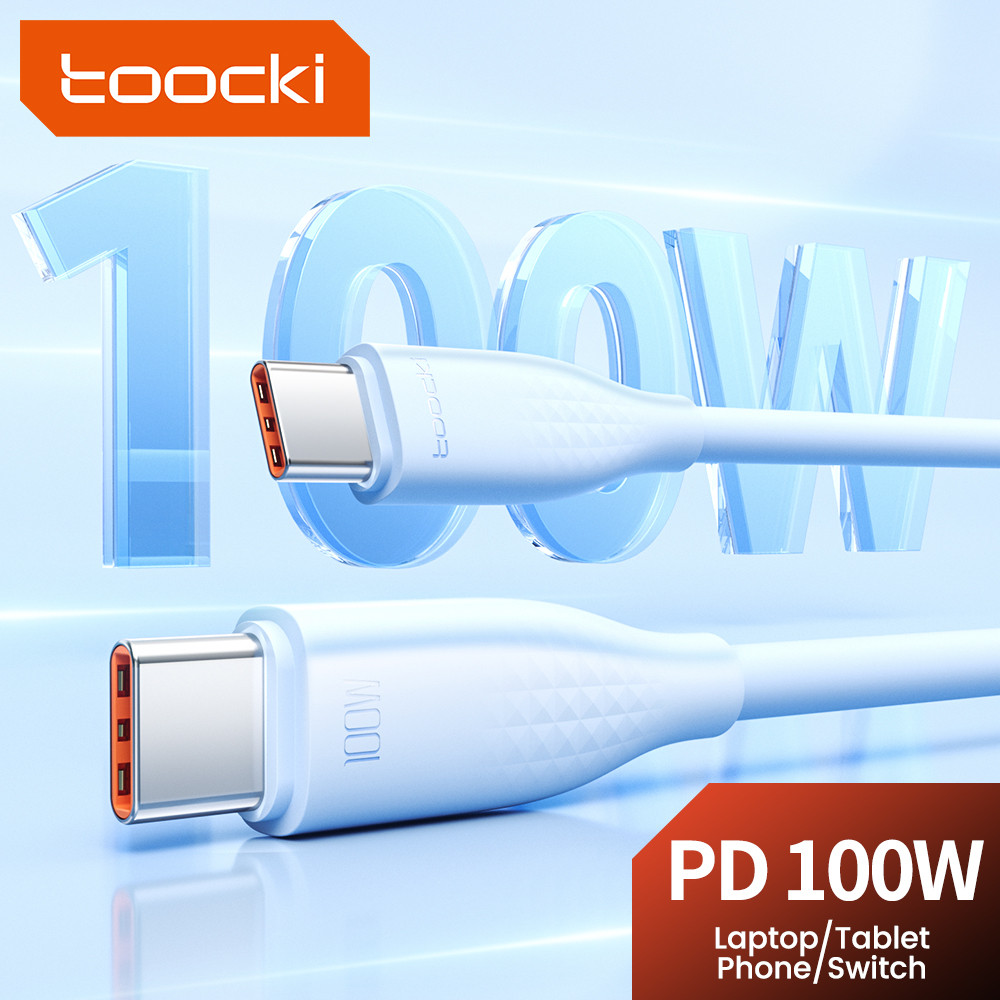 Toocki PD100W 5A ประเภท C ถึง Type C สายชาร์จเร็ว 60W CC สีซิลิโคนข้อมูลสาย USB-L 27W ประเภท CL Fast Data Cable สําหรับโทรศัพท์/แท็บเล็ต/แล็ปท็อป