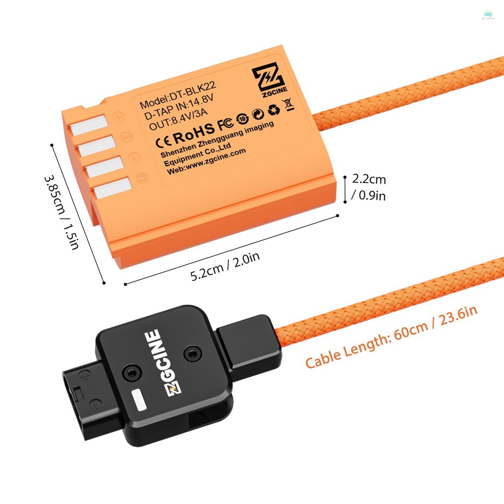 Yb2 อะแดปเตอร์ ZGCINE DMW-BLK22 Dummy แบตเตอรี่ D-Tap Connector สายไฟ 60 ซม.ยาว D-Tap ถึง DMW-BLK22 Dummy แบตเตอรี่สําหรับ Panasonic Lumix