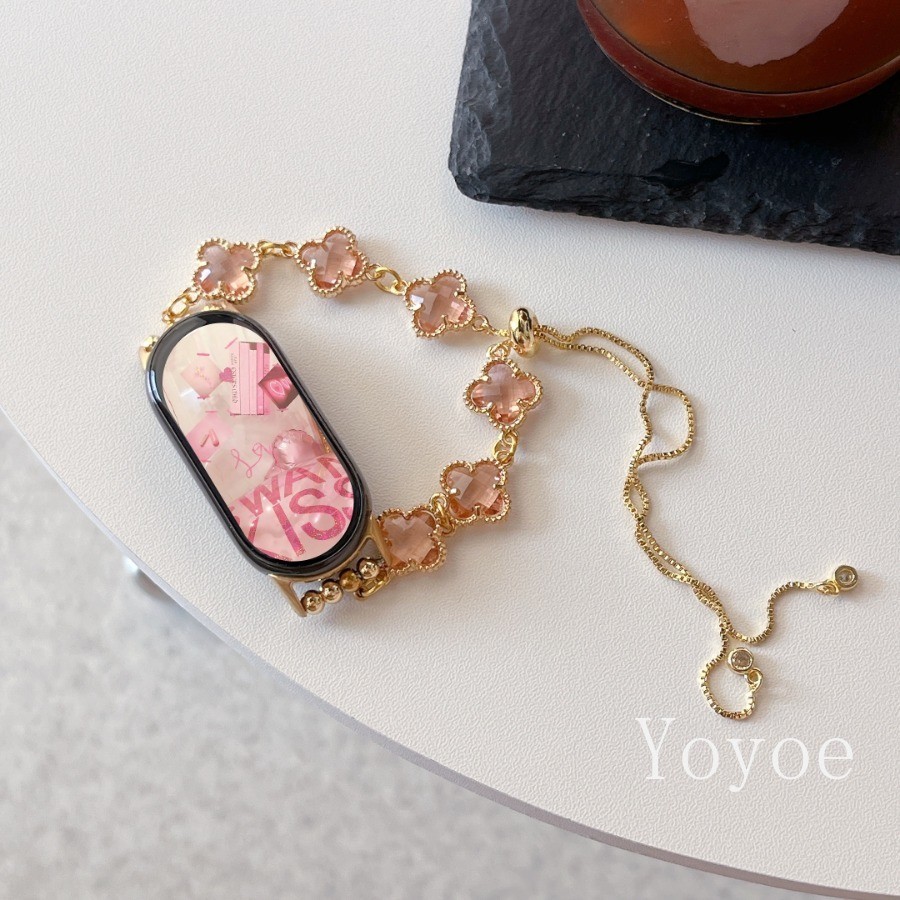 สีคริสตัลสําหรับ Xiaomi Mi Band 9 8 7 6 5 4 โซ่โลหะหัวเข็มขัดสายรัดข้อมือโลหะสําหรับ Mi Band 8 7 Pro สร้อยข้อมือผู้หญิง Smartwatch อุปกรณ์เสริม