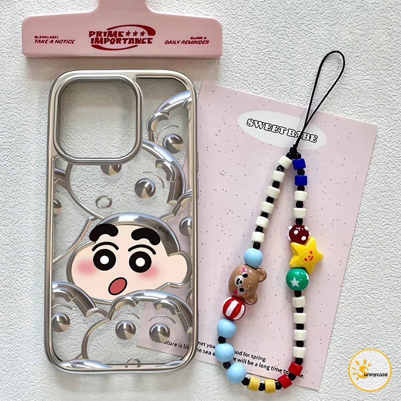 เคสนิ่มชุบใสลายเครยอนชินจังสุดน่ารัก เข้ากันได้กับ iPhone 7 8 16 Plus 13 15 14 Pro Max XR 11 12 16 Pro Max X XS 16Pro SE