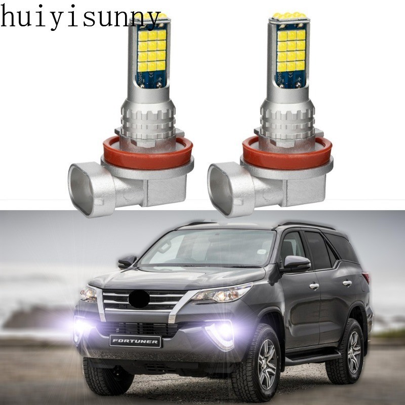 Hys 2 ชิ้นสําหรับ Toyota Fortuner 2016 2017 2018 2019 LED ไฟตัดหมอกหลอดไฟด้านหน้าหมอก Canbus สีขาว
