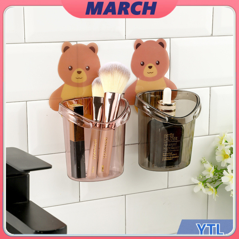 ระบาย ไม่ขึ้นรา ที่วางแปรงสีฟัน หมีน้อยน่ารัก แปรงสีฟันติดผนัง  ชั้นวางของในห้องน้ำ ไม่จําเป็นต้องเจาะรู ติดผนัง