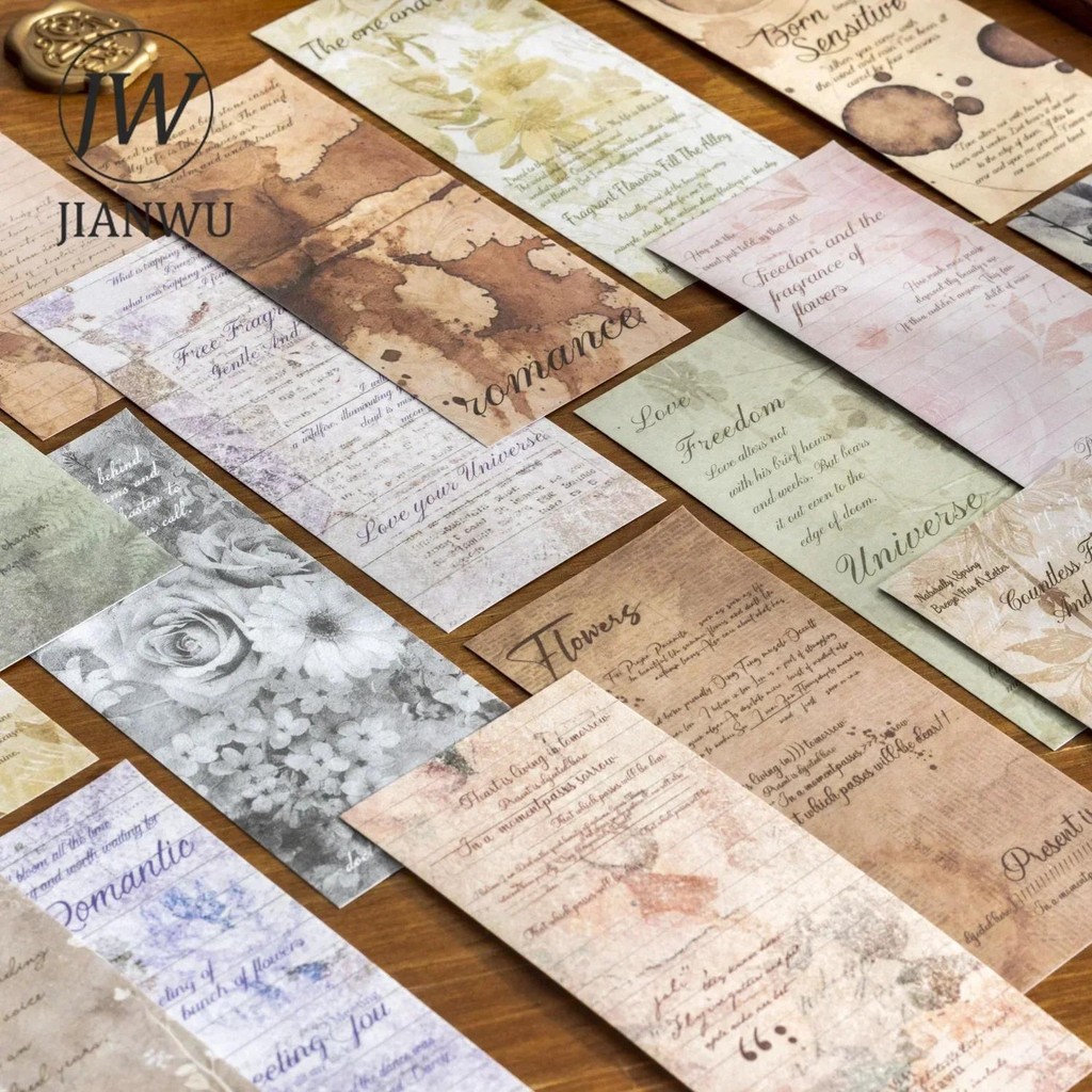 Jianwu Poetry Collection Fragments Series Vintage ข้อความภาษาอังกฤษวัสดุ Collage สติกเกอร์หนังสือ Creative DIY Journal เครื่องเขียน