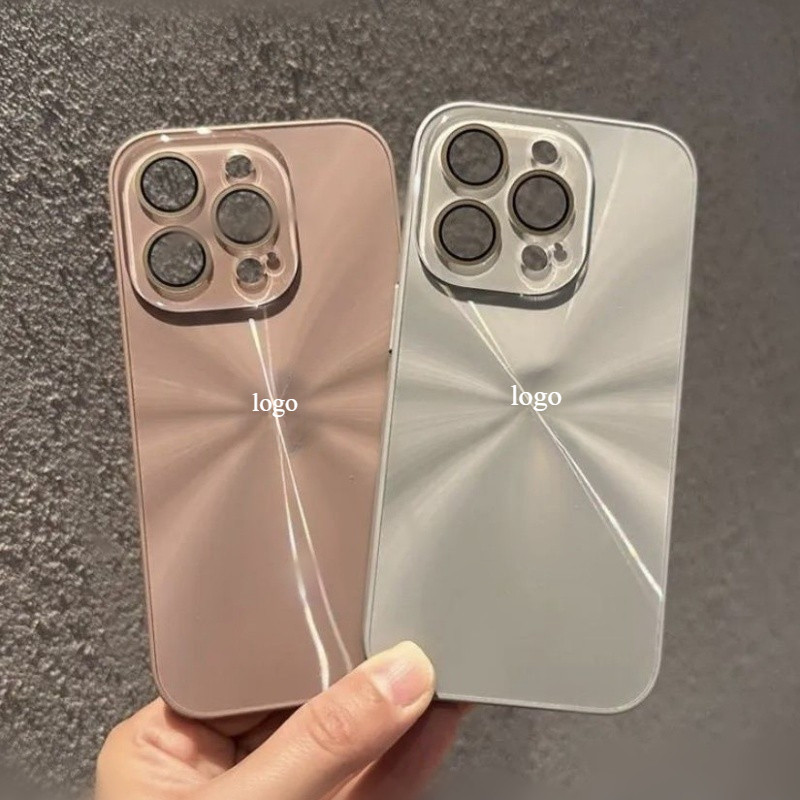 พร้อมโลโก้ Electroplated CD รูปแบบ Aurora พราวสีปลอกปกหลังสําหรับ IPhone 16 15 14 13 12 11 Pro Max 14 15 Plus 3D แก้วคริสตัลฟิล์มครอบคลุมเลนส์ป้องกันกรณี