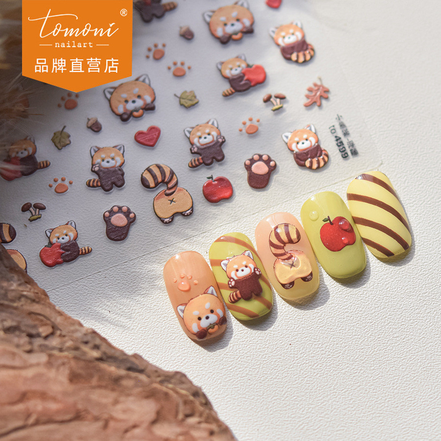 [Meow.sensei] Tomoni สติกเกอร์เล็บนูนระเบิดสติกเกอร์เล็บเด็กญี่ปุ่นโรงงานขายส่งแพนด้าน้อยบัลเล่ต์กระต่าย