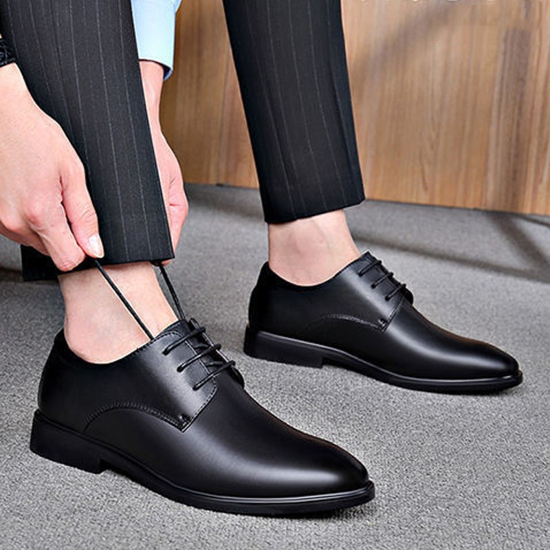 39-44 รองเท้าหนังชาย รองเท้าทำงานอย่างเป็นทางการ สไตล์ลำลองธุรกิจ เชือกผูก สีดำ สีน้ำตาล หลา