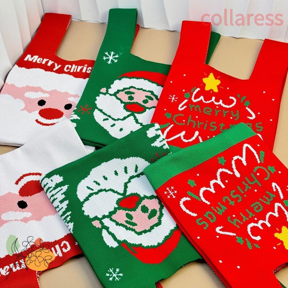 Collaress Knot Wrist Bag, One Shoulder Handheld Christmas Gift Bag, Small ปัก DIY Tote Bag Women
