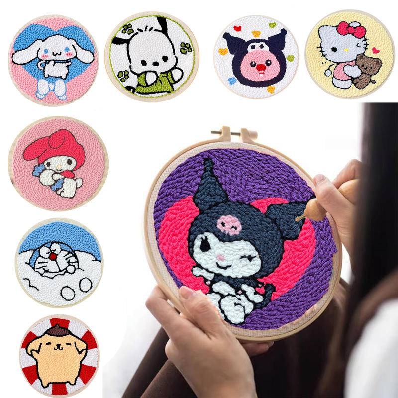 SANRIO ทําเอง การ์ตูนน่ารัก ซานริโอ ต่อย เข็มเย็บปักถักร้อยชุดเครือข่ายชุดปักครอสติชสําหรับผู้เริ่มต้น