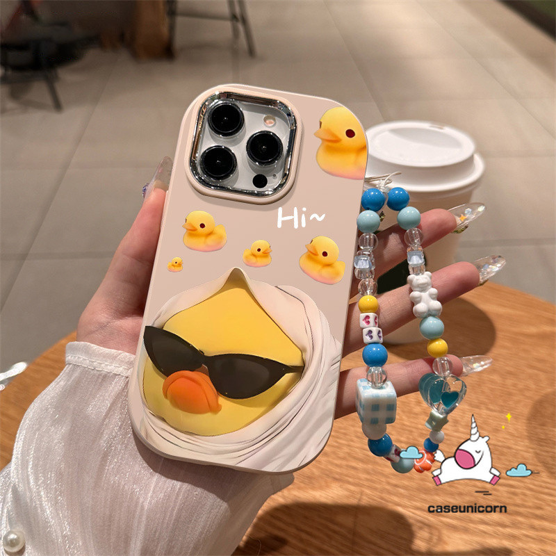 สําหรับredmi 13 12 A3 9T 13C 12C 10C 9A 9C 9 10Aหมายเหตุ 10 13 12 11s 9 11 10s Pro Max Poco X6 X3 Nfc X3 Pro M6 Pro C61 คู่การ์ตูนเป็ดสีเหลืองน่ารักสร้อยข้อมือแฟชั่น เคสเลนส์