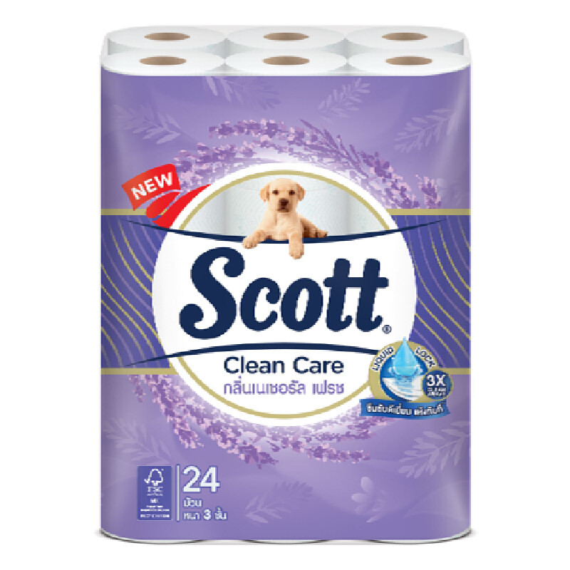 SCOTT กระดาษชำระเนเชอรัลเฟรช สก๊อตต์ clean care แพ็ค24ม้วน