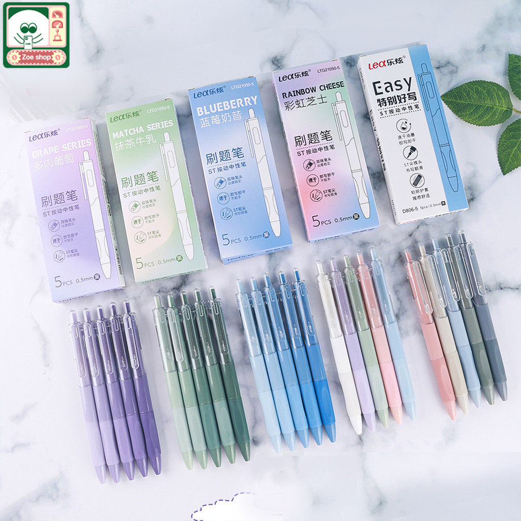 ปากกาเจล แบบกด ปากกาเจลชุดปากก มีให้เลือก 5สี 5ชิ้น/กล่องป ปากกาเจล เขียนลื่นมาก อุปกรณ์การเรียน เครื่องใช้สำนักงาน