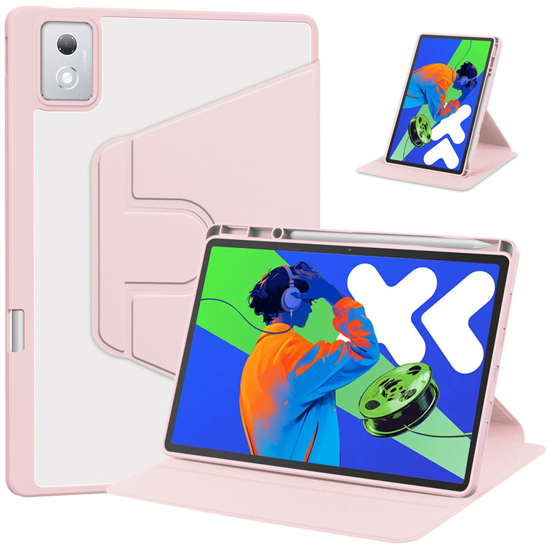 สําหรับ Lenovo Xiaoxin Pad Pro 12.7 2025 2023 กรณี 360 หมุนอะคริลิคกลับแท็บเล็ตสําหรับ Lenovo Tab P12 12.7 นิ้ว TB371FC พร้อมผู้ถือปากกา