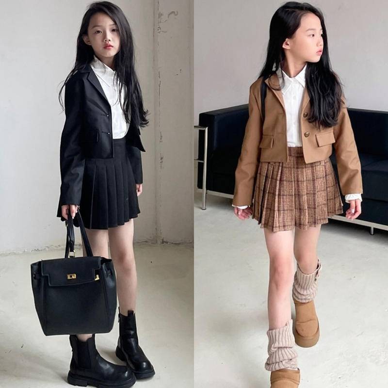[KeDaYa] พร้อมส่ง กระโปรงสั้นสไตล์นักเรียนเกาหลี เสื้อสูทวินเทจอเมริกัน เสื้อเชิ้ตแขนยาวสีขาว ชุดฮิปฮอปเด็กผู้หญิง Y2K OOTD