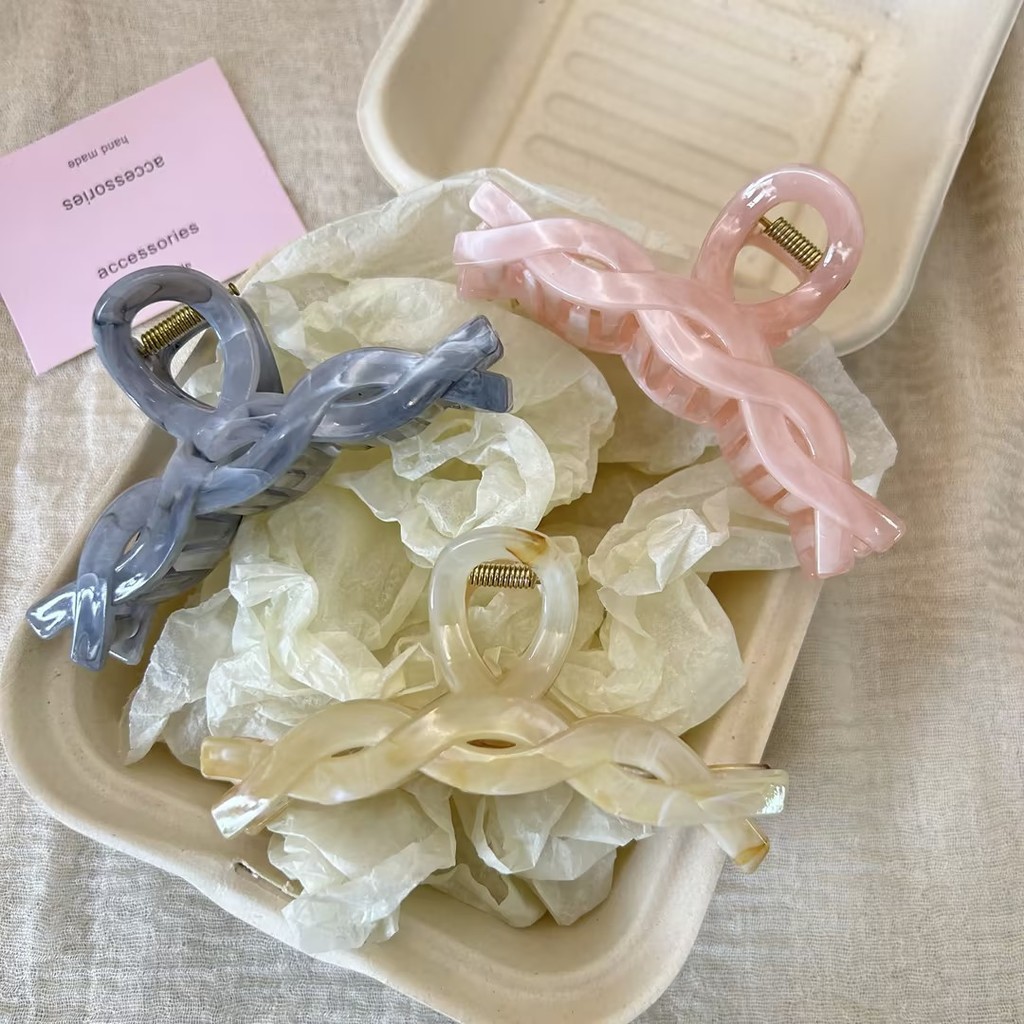 Marbled Twist Grab Clip กิ๊บติดผม Niche กิ๊บติดผมวินเทจเรียบง่าย Headpiece