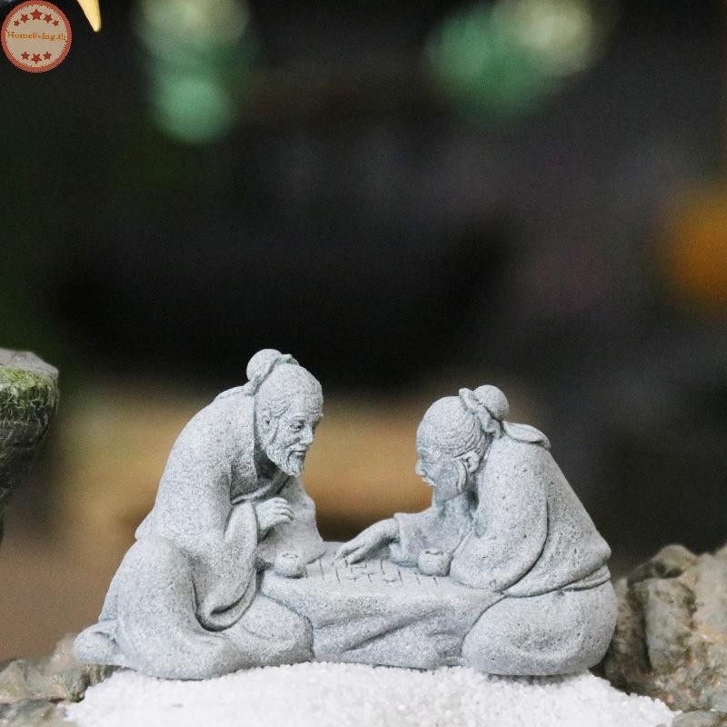 บ้านผู้เฒ่าจีนเล่นรูปปั้นหมากรุกภูมิทัศน์ขนาดเล็กตกแต่งคนจิ๋ว Rockery Aquariums เครื่องประดับ TH