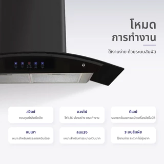 Kashiwa รุ่น PSD-309H เครื่องดูดควัน ดูดควัน ตัวกรองไขมัน พร้อม ท่อลม หน้ากระจก 1 ปี ศูนย์ไทย