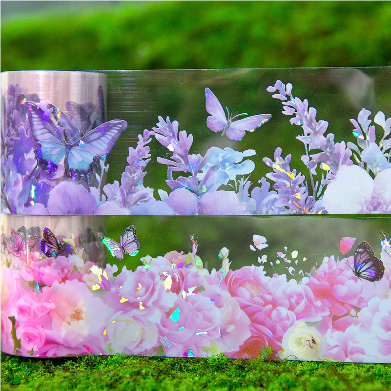 50 มม.* 2 M PET เทปดอกไม้ Butterflies Series Shell Light Collage Junk Journal DIY Scrapbooking อุปกรณ์ตกแต่งเทป