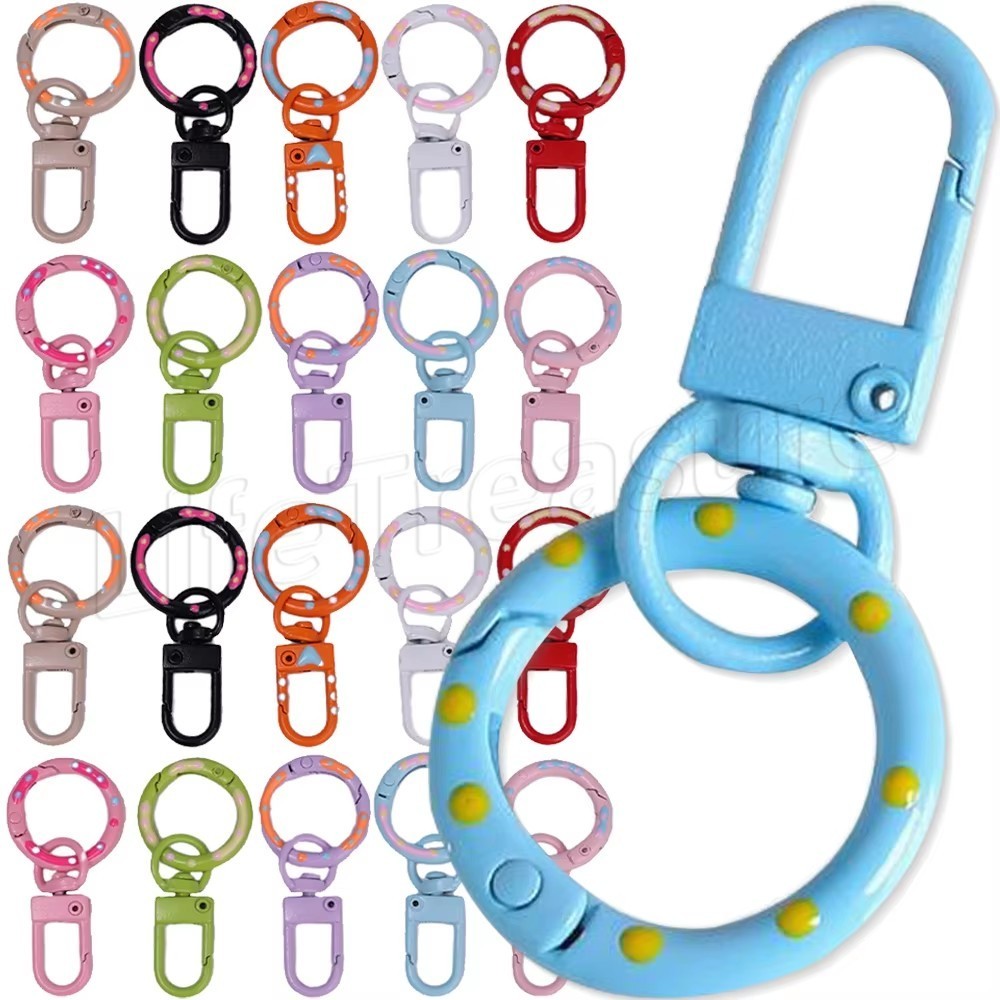 แหวนพวงกุญแจหลากสี-น่ารักลูกอมโดนัทพวงกุญแจ-ทําเองโลหะหัวเข็มขัดแหวน-ลูกอมสีฤดูใบไม้ผลิจับมือ-เครื่องประดับหัวเข็มขัดเชื่อมต่อจี้-สําหรับกระเป๋าเครื่องประดับทําผล