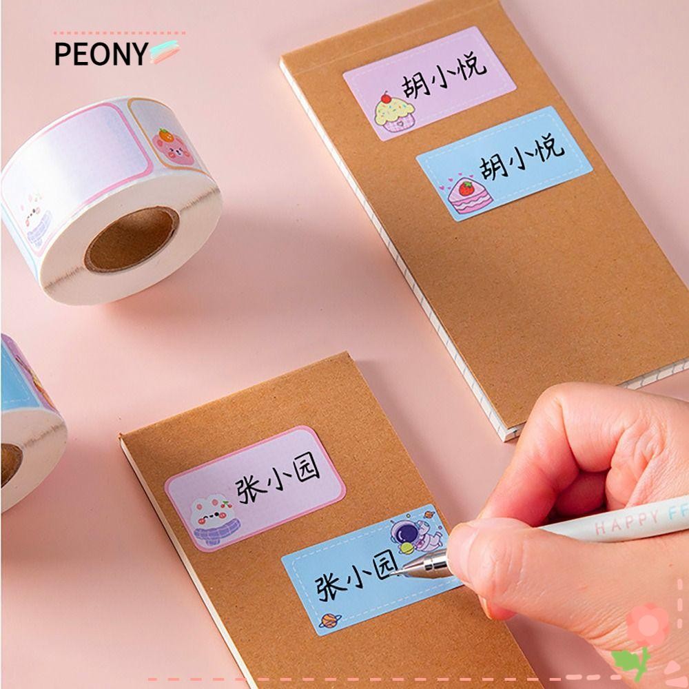 Peonypavilion 100/280 ชิ้น/ม้วนชื่อสติกเกอร์, Self-กาวป้ายที่เขียนด้วยลายมือสติกเกอร์,คุณภาพสูงกันน้ําการ์ตูนสไตล์นักเรียนเครื่องเขียนของขวัญ