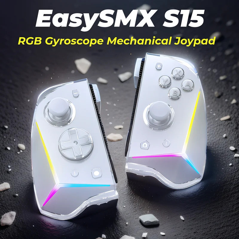 Easysmx S15 L/R Joypad คอนโทรลเลอร์ RGB ไร้สายเข้ากันได้กับ Nintendo Switch/OLED, Gyroscop 6 แกน, เอฟเฟกต์ห้องโถงกล